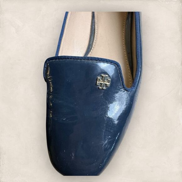 Tory Burch Samantha Navy Blue Patent Leather Loafers Womens Shoes Size 6 - Picture 2 of 6